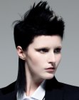 Hairstyle with masculine and feminine elements