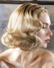 Blonde bob with soft waves and curls