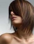 Chestnut brown hair with slithered cutting lines