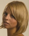 Variation on a bob with sloping bangs