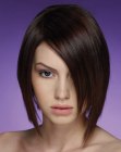 Sleek A-line bob with a high part and textured ends