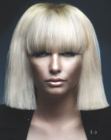 Platinum blonde Cleopatra bob with volume