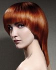 Semi-long tapered haircut with a glossy surface