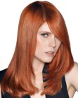 long and sleek red hair