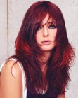 Long hair with a deep red color