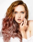 Long and wavy hairstyle with dipped hair coloring