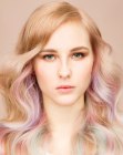 Long blonde hair with bright accent colors