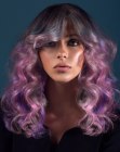 Balayage coloring with dark blonde and purple hair
