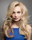 Long blonde hairstyle with hair extensions