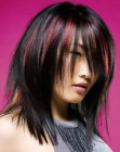 Sleek Asian hair with layers of color