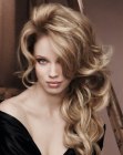 hair draped over the shoulder