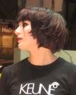 Side view of a bob haircut with bangs
