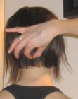 Back view of an angled bob cut