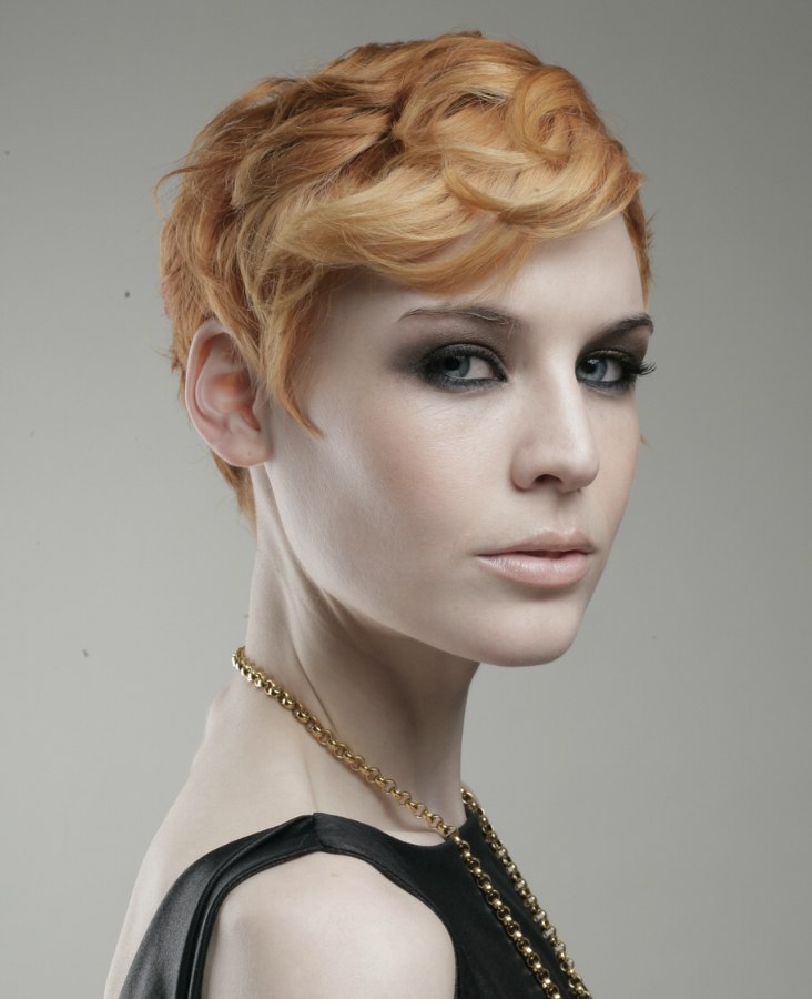 Short 1920s flapper girl haircut with a hair colour that ...