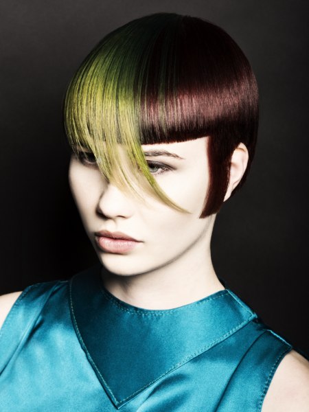 Short hairstyle with complimentary hair colors