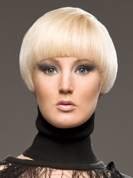 Short haircut with a round top for blonde hair