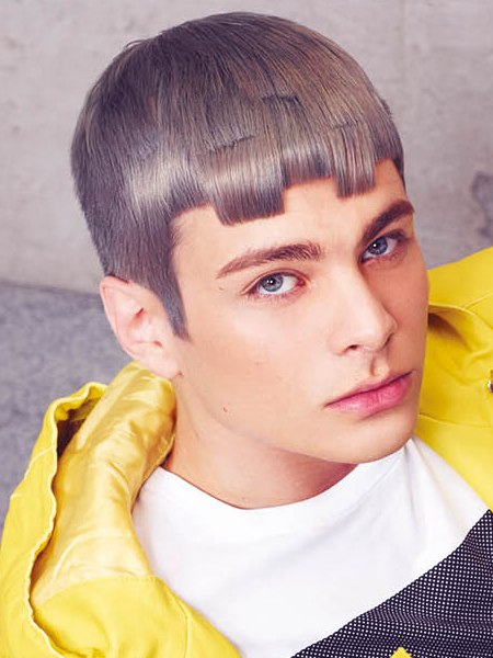 Men's hair with a silver tone