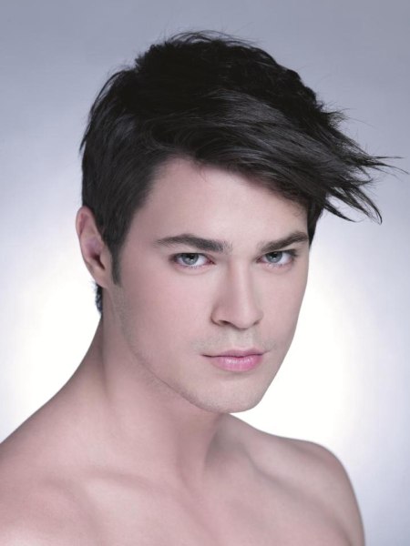 Male hairstyle with short sides and long top hair