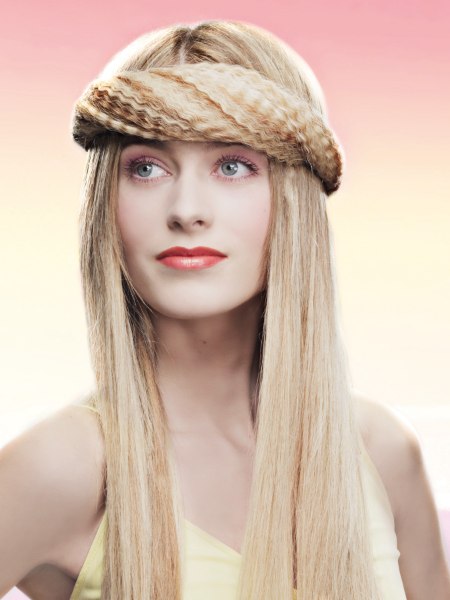 Long and blonde 70s inspired hairstyle