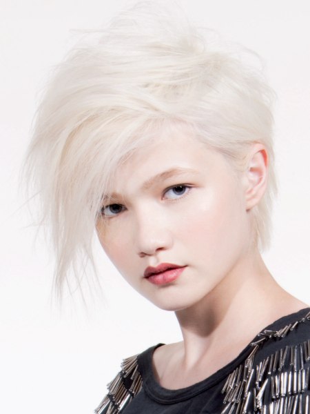 Blonde versatile pixie cut with long top hair