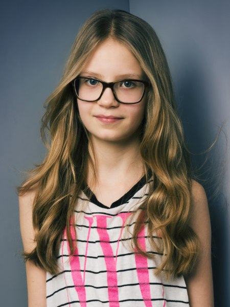 Long hair for girls with glasses
