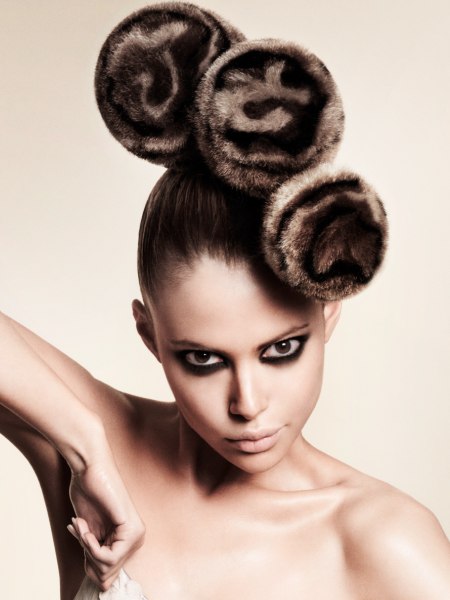 Hair updo with fur
