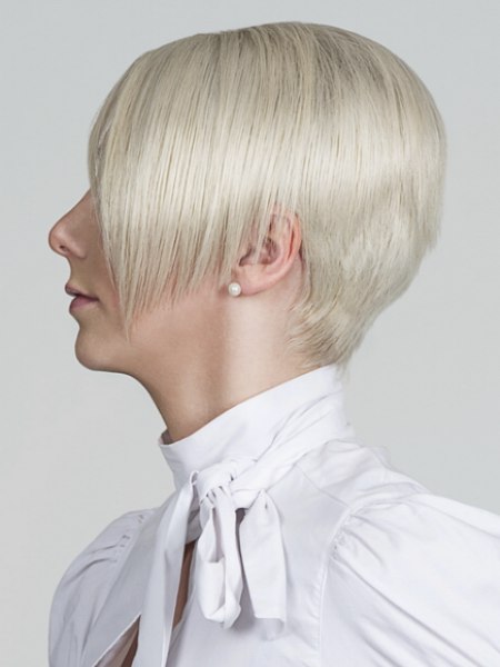 Short stacked bob cut with a razor
