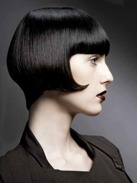 Bob hairstyle with a tightly cropped and tapered neckline
