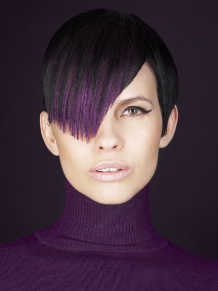 Short hair with a purple shade