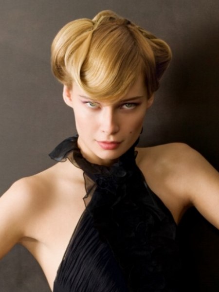 Blonde updo with a chignon
