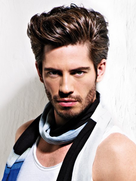 Men's hair with high volume styling