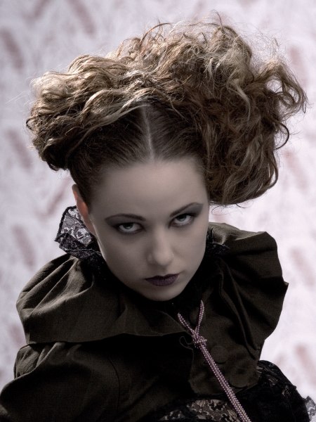 Gothic hairstyle with wavy curls