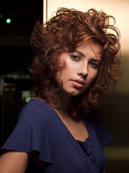 Modern shoulder-length hairstyle with curls