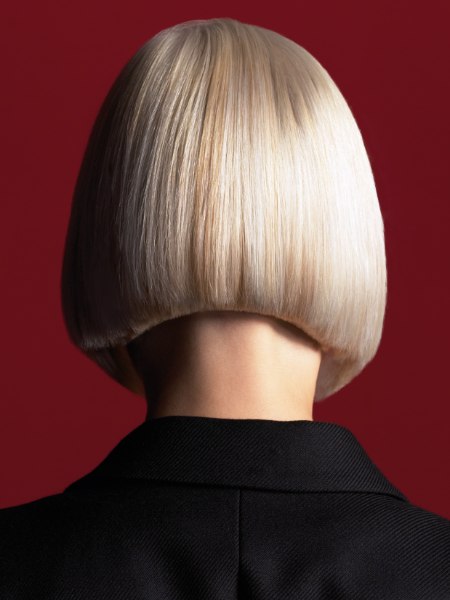 Bob cut with perfection and a concave neck