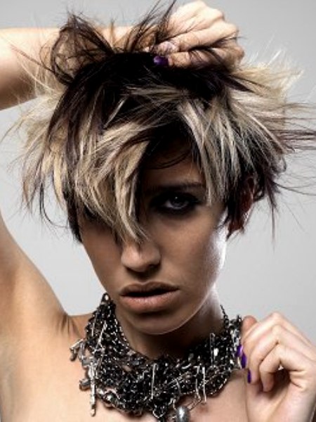 Punky hairstyle with bangs