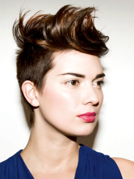 Short women's haircut with buzzed sides