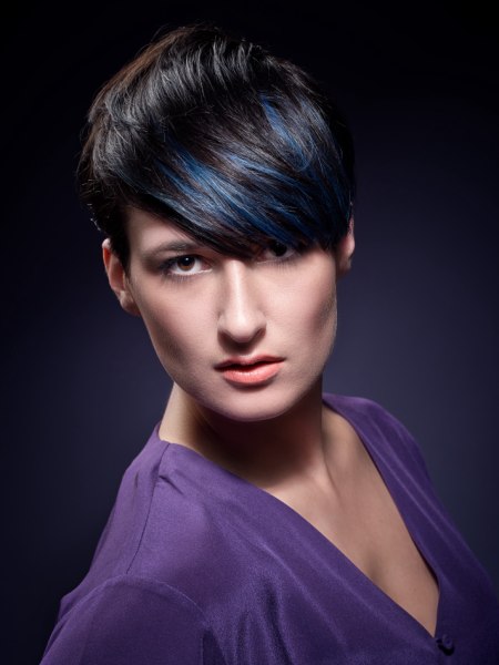 Black hair with blue streaks