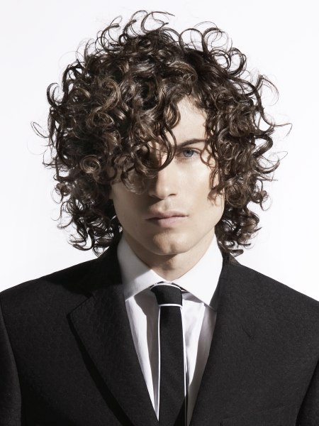 Long hair with curls for men