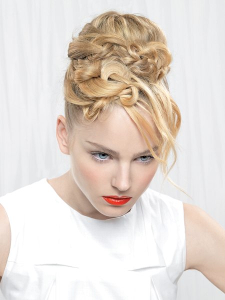 Party hairstyle with knotted and braided hair