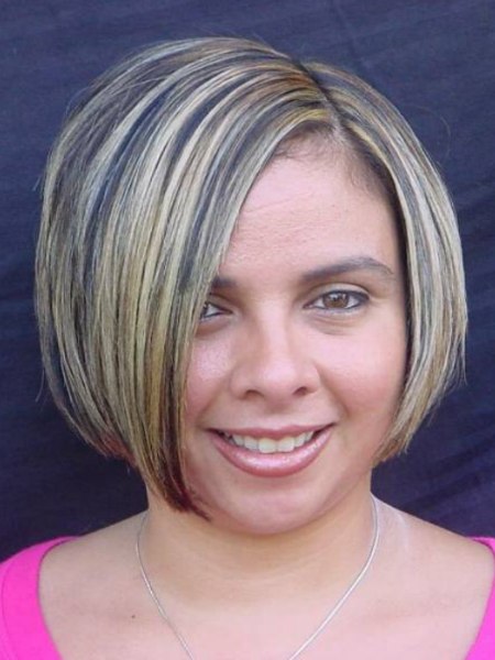 Glossy chin line length bob that is tailored in the nape