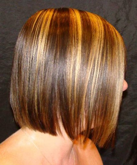 Blunt haircut with the hair edged with precision along the neck