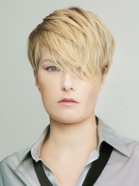 Very short layered haircut for women
