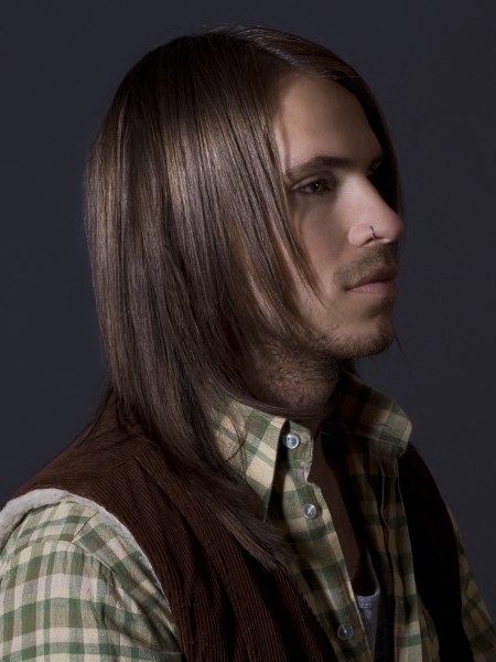 Long-haired style for men - Side vie