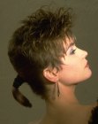 short haircut with ponytail