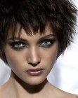 short hair with choppy bangs