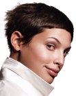 short hair and collar up blouse