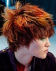 Punk hairstyle wkith leyers of hair and different colors