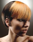 Breathtaking short hairstyle with different colors and smooth lines