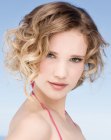 short angled bob with curls