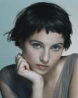 Short brunette hairstyle with internal layering